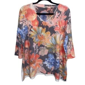 Soft Surroundings Top Womens Large Petite Large Floral Tunic Shirt Feminine Boho